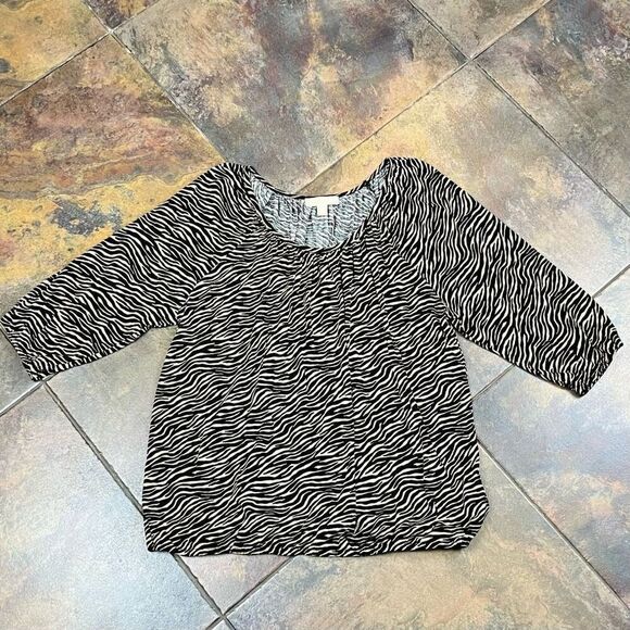 Michael Michael Kors Zebra Print 3/4 Sleeve Blouse 2X - Picture 3 of 10